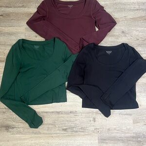 Athleta Shanti Long Sleeve Crop Tops size Small Lot of 3